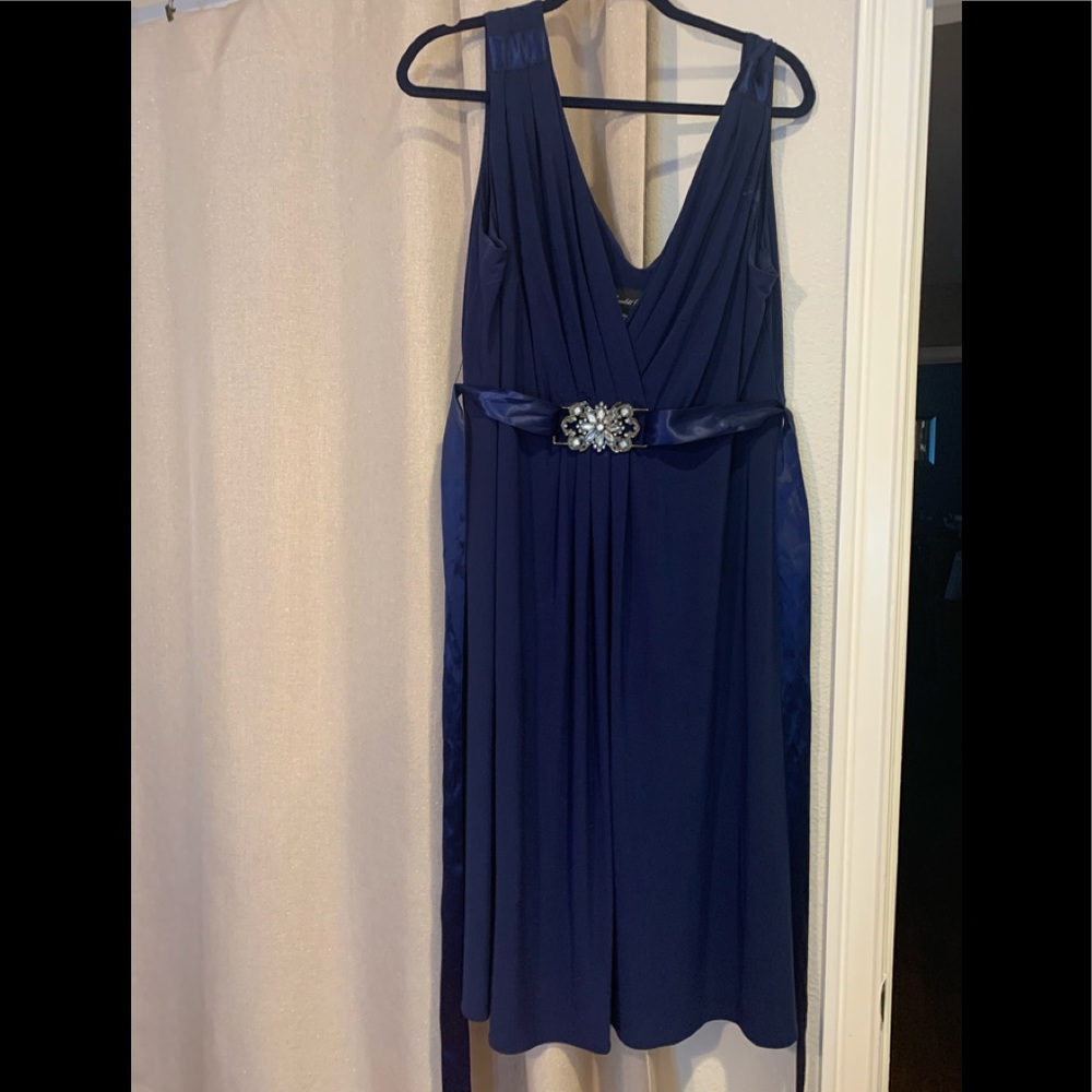 Royal blue dress.